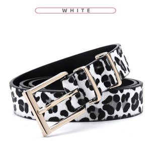 Leopard Belt White Square Buckle Quality Medium